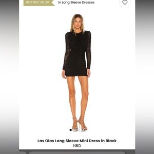 NBD Black Textured Long Sleeve Dress